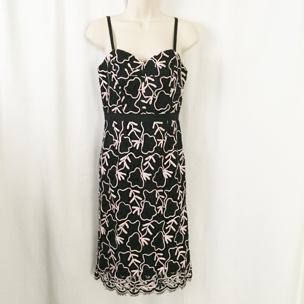 Milly Black Textured Ribbon Pencil Dress